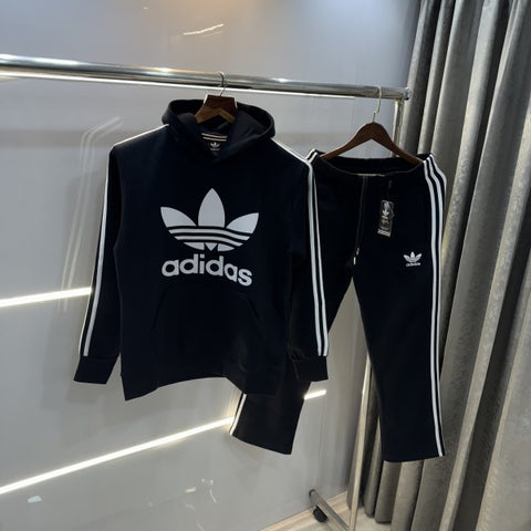 Adidas Black Logo Print Premium Imported Tracksuit