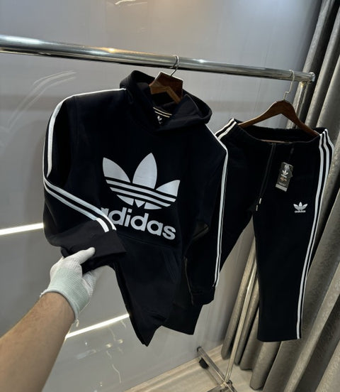 Adidas Black Logo Print Premium Imported Tracksuit