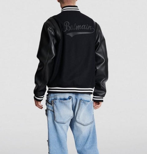 Balmain Paris 2 Black Designer Imported Varsity Jacket