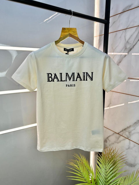 Balmain Paris Embossed Printed  Round Neck Premium Tshirt