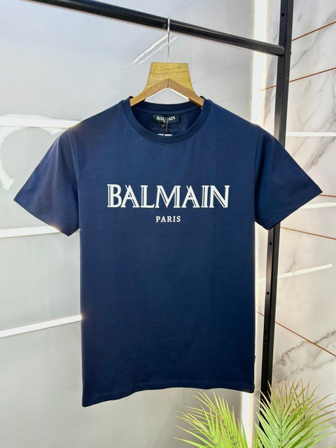 Balmain Paris Embossed Printed  Round Neck Premium Tshirt