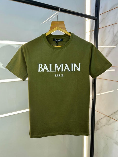 Balmain Paris Embossed Printed  Round Neck Premium Tshirt