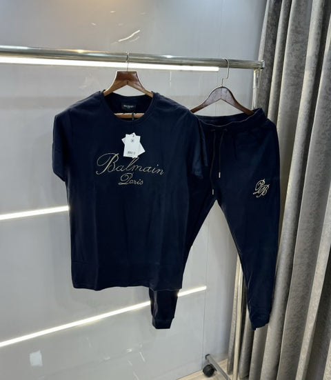 Balmain Paris Navy Blue Embroidery Logo Designer Imported Tracksuit