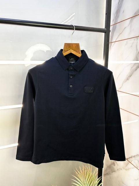 Armani Exchange Navy Full Sleeves Polo Neck Premium Collar T-shirts NAVY-S-2010