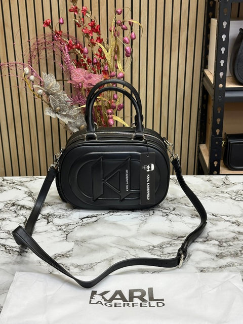 KARL LAGERFELD KL LOGO CROSSBODY BAG WITH DUST BAG PREMIUM QUALITY (BLACK)