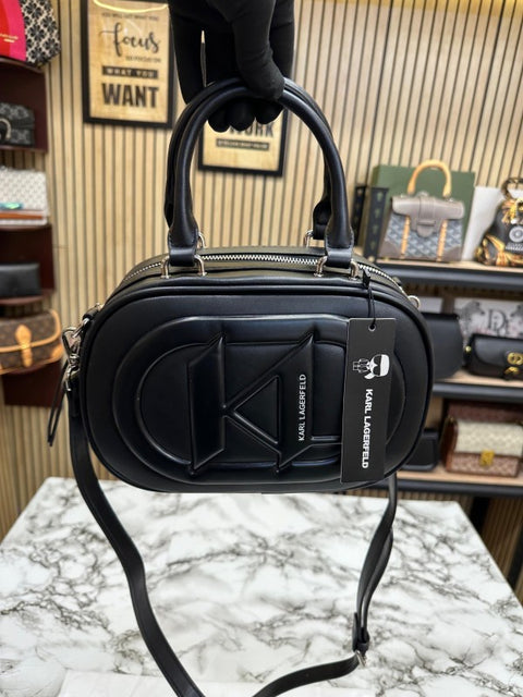 KARL LAGERFELD KL LOGO CROSSBODY BAG WITH DUST BAG PREMIUM QUALITY (BLACK)