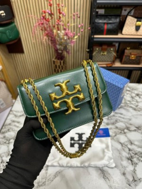 TORY BURCH BURGUNDY ELEONOR SHOULDER BAG (GREEN)