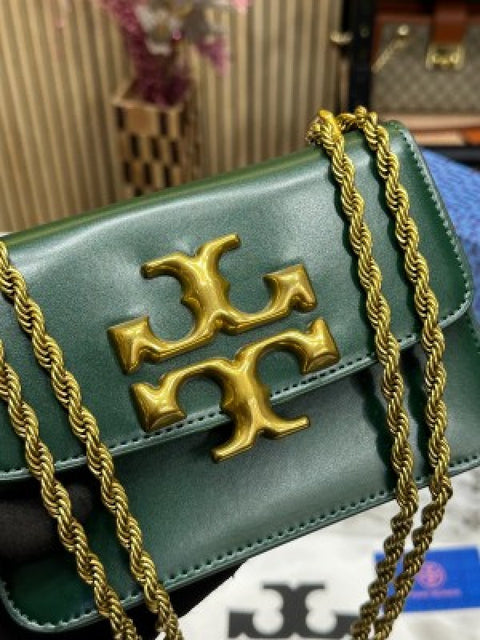 TORY BURCH BURGUNDY ELEONOR SHOULDER BAG (GREEN)