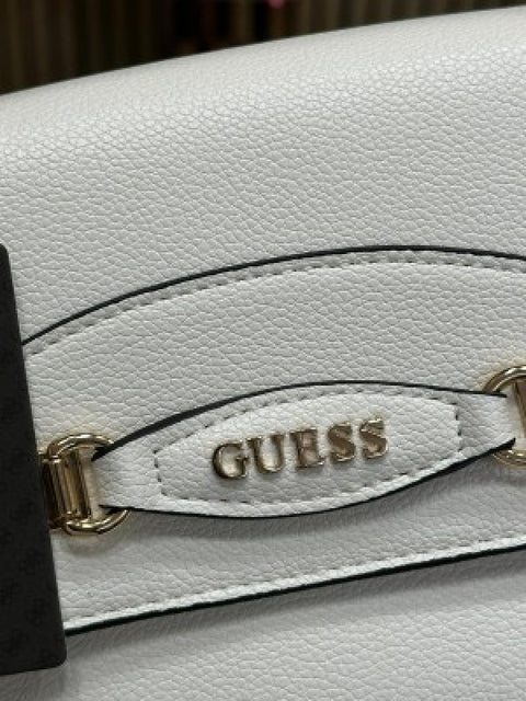 GUESS EMERA LOGO FLAP BAG WITH BOX AND DUST BAG (WHITE)