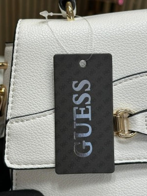 GUESS EMERA LOGO FLAP BAG WITH BOX AND DUST BAG (WHITE)