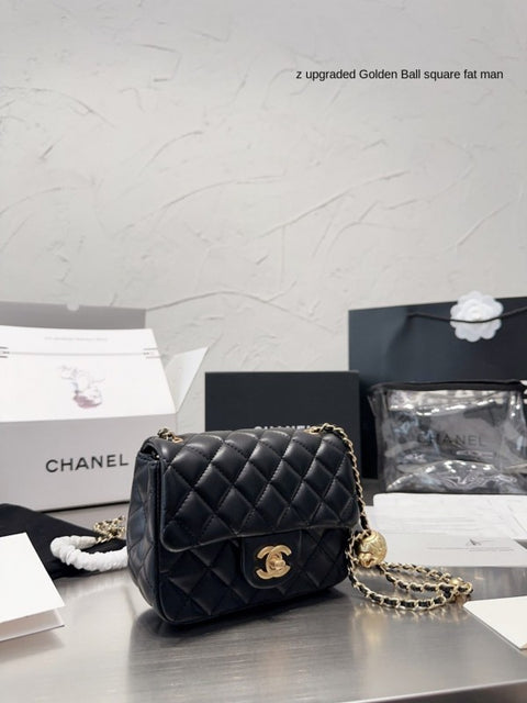 Chanel quilted cc crush mini flap black purse with box