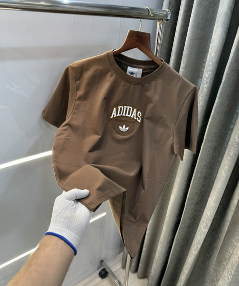 Adidas Brown Back Print Work Imported Premium T-Shirt