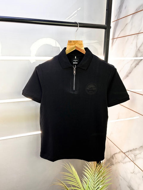 Boss x Porsche Zipper Navy Premium Collar Neck Polo T-shirt NAVY-S-2051