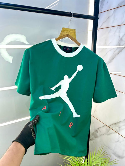 Jordan Drop Shoulder Green Premium Round Neck T-shirt