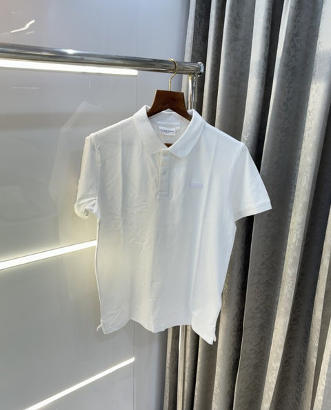 Calvin Klein White Patch Logo Premium Polo T-Shirt