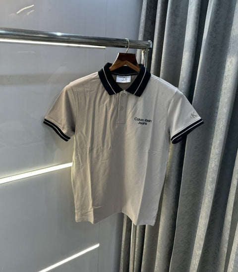 Calvin Klein Beige Logo Premium Polo T-Shirt