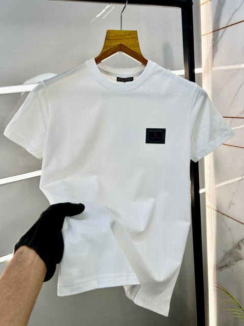 Balmain Paris Logo White Round Neck Premium T-shirt 1315