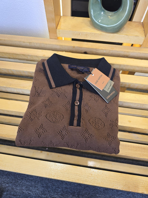 LV Net Collar T Shirt Brown M359-BR