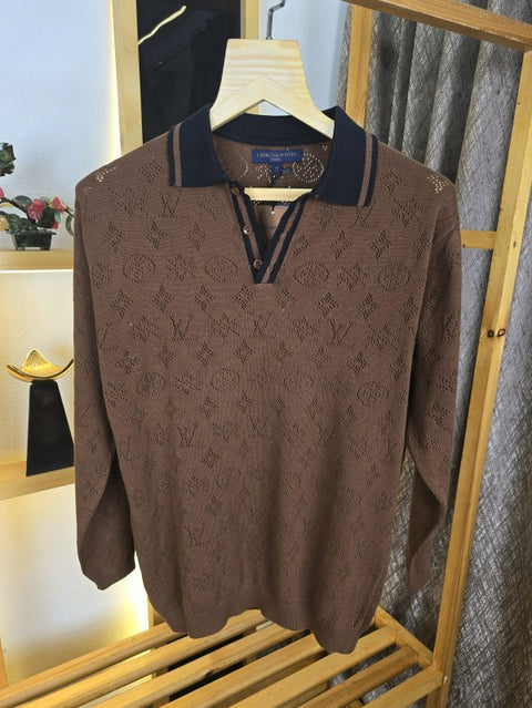 LV Net Collar T Shirt Brown M359-BR