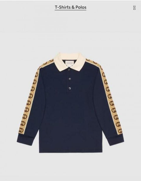 Gucci Navy Full Sleeves Polo Neck Premium Collar T-shirt NAVY-S-2081