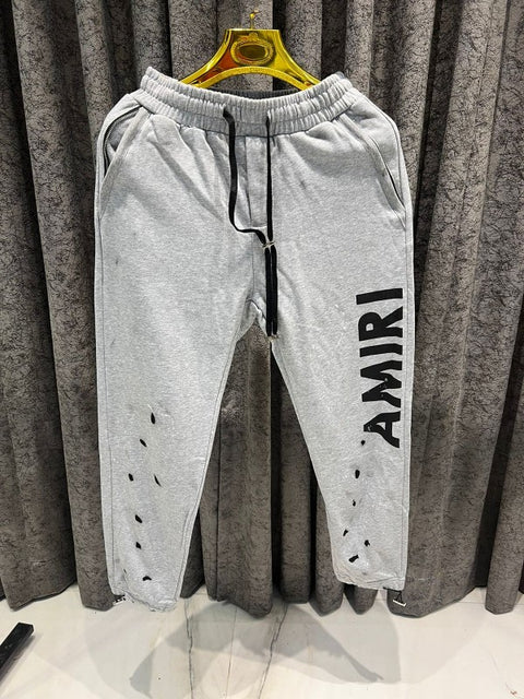 Amiri light grey track pant classic and side logo