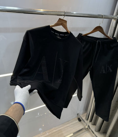 Armani Exchange Black Logo Work Imported Oversized Tracksuit