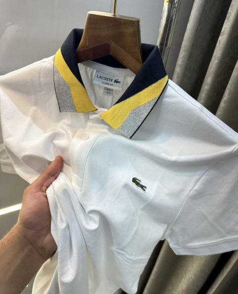 Lacoste White Collar Look Premium Polo T-Shirt