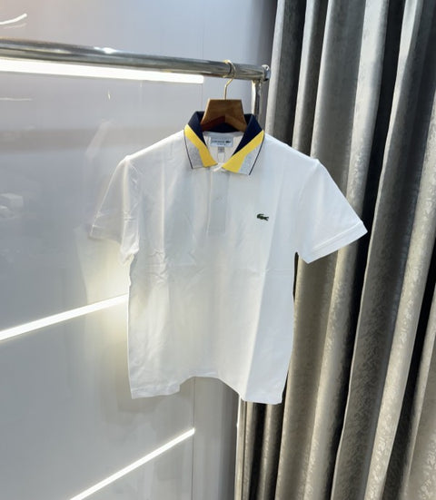 Lacoste White Collar Look Premium Polo T-Shirt