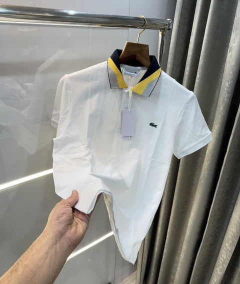 Lacoste White Collar Look Premium Polo T-Shirt